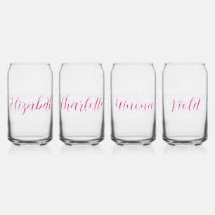 Gepersonaliseerd weekend voor roze meiden blikvorm glas
