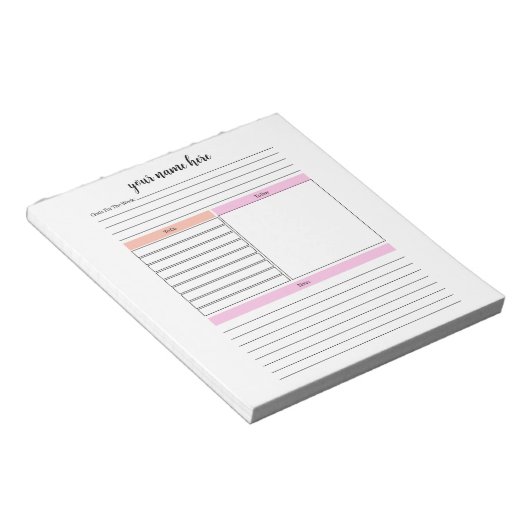 Gepersonaliseerd weekoverzicht Planner Notitieblok (Schuin)