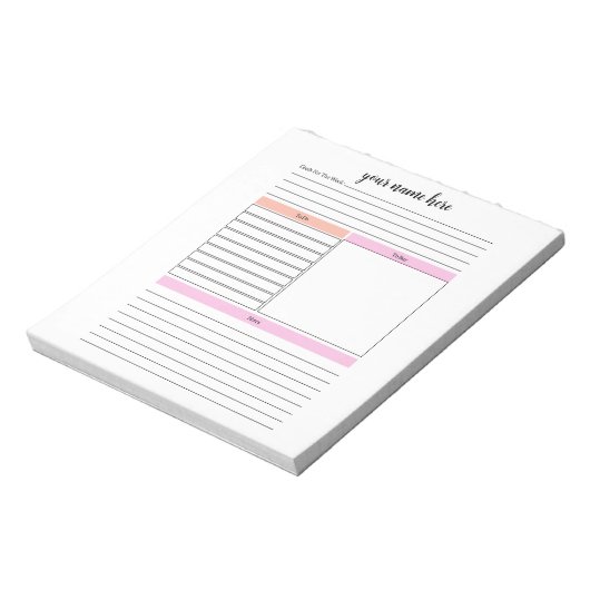 Gepersonaliseerd weekoverzicht Planner Notitieblok (Linkerzijde)