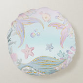 Gepersonaliseerd "Wees een zeemeermin" Rond Kussen (Achterkant)