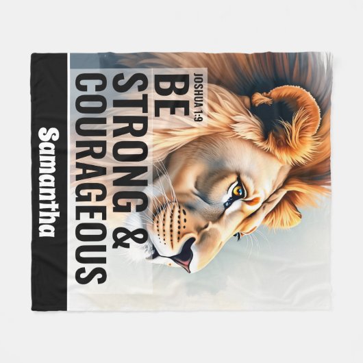 Gepersonaliseerd Wees sterk en moedig Christelijk Fleece Deken (Voorkant (Horizontaal))