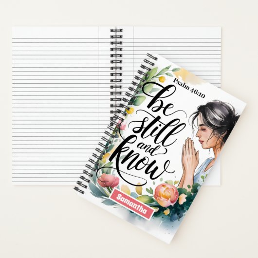 Gepersonaliseerd Wees stil en ken Christelijk tijd Notitieboek (Binnen)