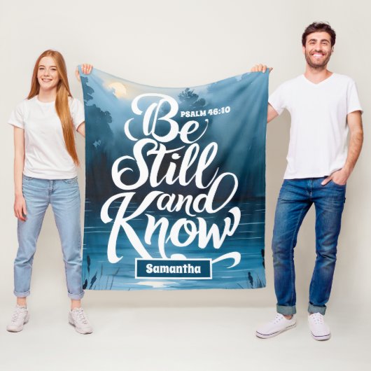 Gepersonaliseerd Wees stil en weet Christelijk Fleece Deken (In situ)