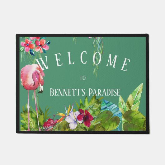 Gepersonaliseerd welkom bij Flamingo Paradise Deurmat (Voorkant)