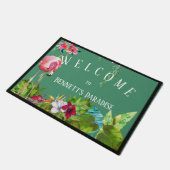 Gepersonaliseerd welkom bij Flamingo Paradise Deurmat (Schuin)