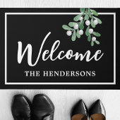 Gepersonaliseerd Welkom Kerstmis Zwarte Doormat Deurmat