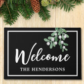 Gepersonaliseerd Welkom Kerstmis Zwarte Doormat Deurmat