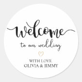 Gepersonaliseerd welkom op onze trouwstickers ronde sticker (Voorkant)