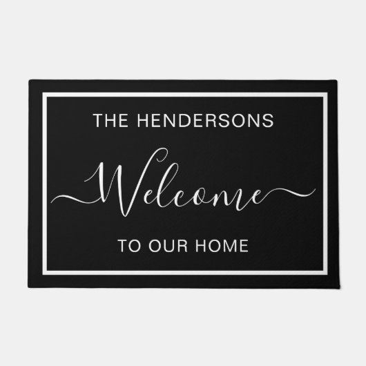 Gepersonaliseerd Welkom Zwart Deurmat (Voorkant)