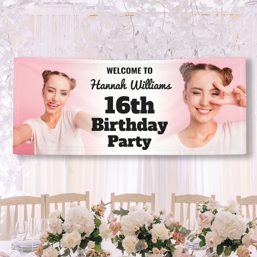 Gepersonaliseerd welkomstbord 16e verjaardag meisj spandoek
