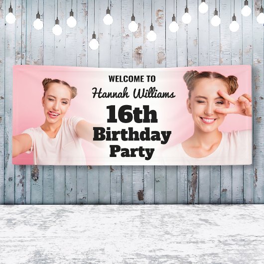 Gepersonaliseerd welkomstbord 16e verjaardag meisj spandoek