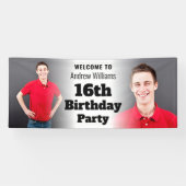 Gepersonaliseerd welkomstbord 16th Birthday Mannen Spandoek (Horizontaal)