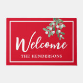 Gepersonaliseerd Welkomstkerstrode deurmat (Voorkant)