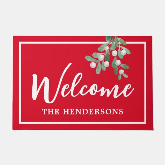 Gepersonaliseerd Welkomstkerstrode deurmat (Voorkant)