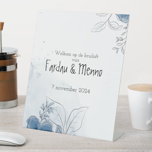 Gepersonaliseerd welkomstsbord bruiloft  reclamebord met voetstuk (Insitu)