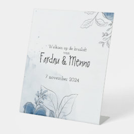 Gepersonaliseerd welkomstsbord bruiloft  reclamebord met voetstuk