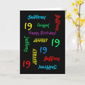 Gepersonaliseerd Wenskaart, 19e verjaardag zwart Kaart (Gele Bloem)