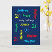Gepersonaliseerd Wenskaart 21e verjaardag, blauw Kaart (Gele Bloem)