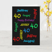 Gepersonaliseerd Wenskaart 40e verjaardag, zwart Kaart (Gele Bloem)