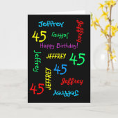 Gepersonaliseerd Wenskaart 45th Birthday, zwart Kaart (Gele Bloem)