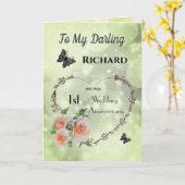 Gepersonaliseerd Wenskaart voor eerste Jubileum Kaart (Gele Bloem)