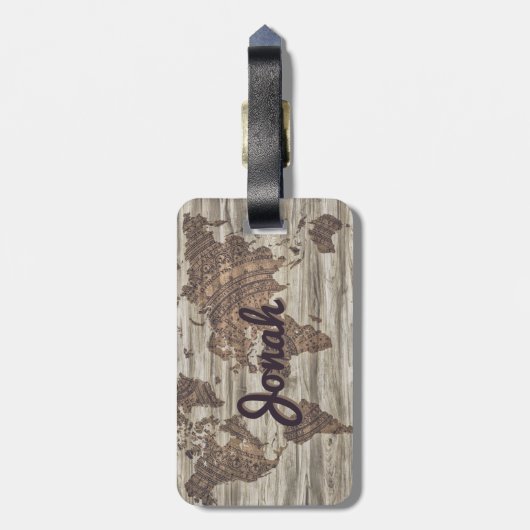 Gepersonaliseerd  wereldkaart bagagelabel (Achterkant verticaal)