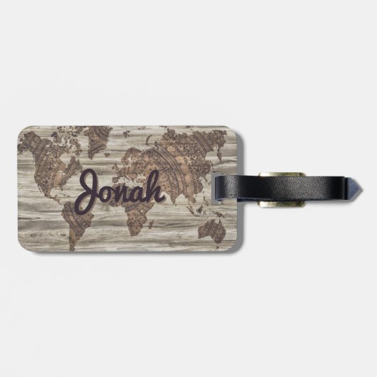 Gepersonaliseerd  wereldkaart bagagelabel (Achterkant horizontaal)
