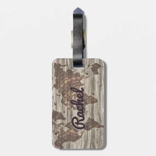 Gepersonaliseerd  wereldkaart bagagelabel (Achterkant verticaal)