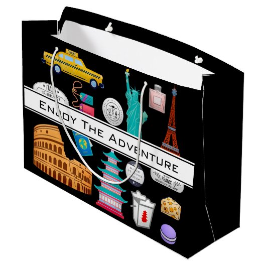 Gepersonaliseerd wereldreizen groot cadeauzakje (Achterkant Gekanteld)