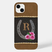Gepersonaliseerd Western Hoefijzer & Roze Rozen Case-Mate iPhone Case (Achterkant)