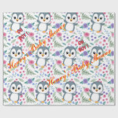 Gepersonaliseerd whimsical Blu Penguin inpakpapier (Vlak)