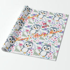 Gepersonaliseerd whimsical Blu Penguin inpakpapier