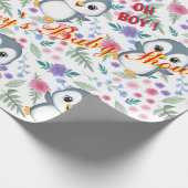 Gepersonaliseerd whimsical Blu Penguin inpakpapier (Hoek)