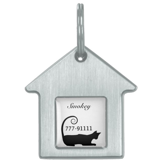 Gepersonaliseerd whimsical Cat Label Huisdieren Naamplaatje (Voorkant)