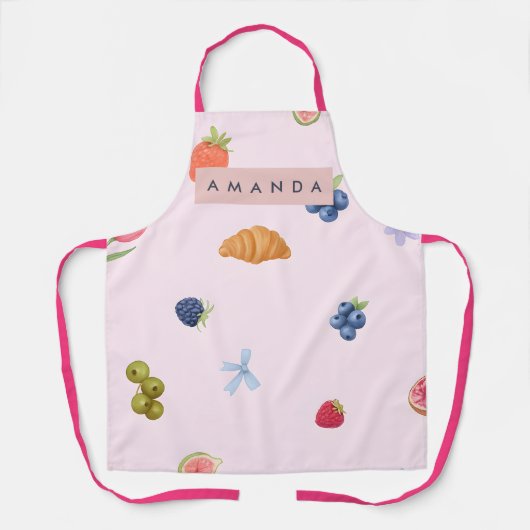 Gepersonaliseerd Whimsisch Croissant- en Bessendes Schort (Voorkant)