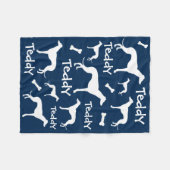 Gepersonaliseerd Whippet Dog Blanket Navy Blue Fleece Deken (Voorkant (Horizontaal))