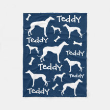 Gepersonaliseerd Whippet Dog Blanket Navy Blue