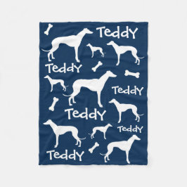 Gepersonaliseerd Whippet Dog Blanket Navy Blue Fleece Deken