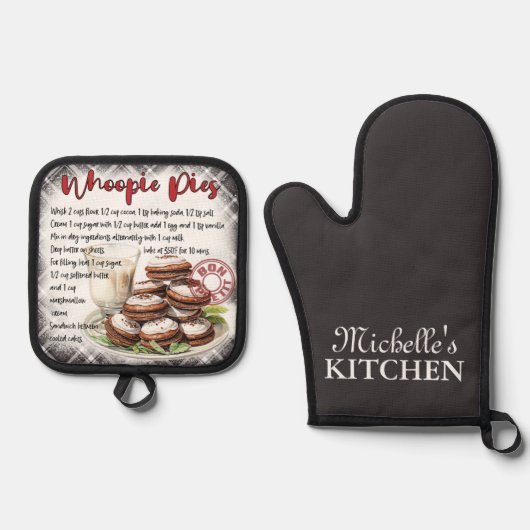 Gepersonaliseerd Whoopie Pies bakken recept Ovenwant & Pannenlap Set (Voorkant)