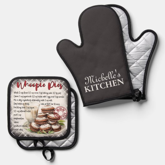 Gepersonaliseerd Whoopie Pies bakken recept Ovenwant & Pannenlap Set (Voorkant / Achterkant)