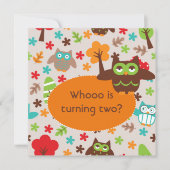Gepersonaliseerd Whoot Owl Birthday Invitae Kaart (Voorkant)