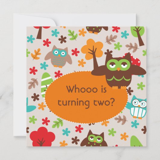 Gepersonaliseerd Whoot Owl Birthday Invitae Kaart (Voorkant)