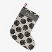 Gepersonaliseerd wielpatroon Mocha Brown Kleine Kerstsok (Voorkant (Hangend))