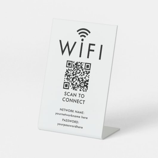 Gepersonaliseerd wifi-wachtwoord en netwerk QR-cod Reclamebord Met Voetstuk (Voorkant)