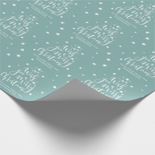 Gepersonaliseerd "Wij wensen u een prettig kerstfe Cadeaupapier (Hoek)