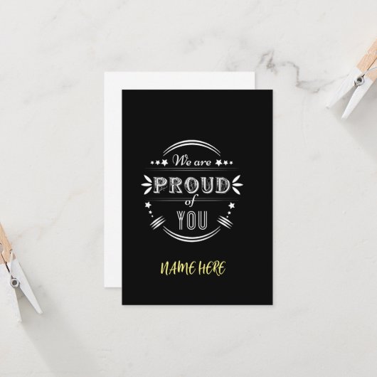 Gepersonaliseerd wij zijn trots op u kaart (Voorkant / Achterkant in situ)