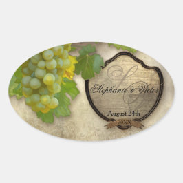 Gepersonaliseerd Wijnflesetiket Chardonnay Grapes  Ovale Sticker