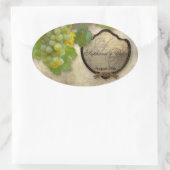 Gepersonaliseerd Wijnflesetiket Chardonnay Grapes Ovale Sticker (Tas)