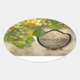 Gepersonaliseerd Wijnflesetiket Chardonnay Grapes  Ovale Sticker