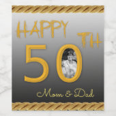 Gepersonaliseerd wijnlabel Happy 50th Jubileum Pic Wijn Etiket (Enkel label)